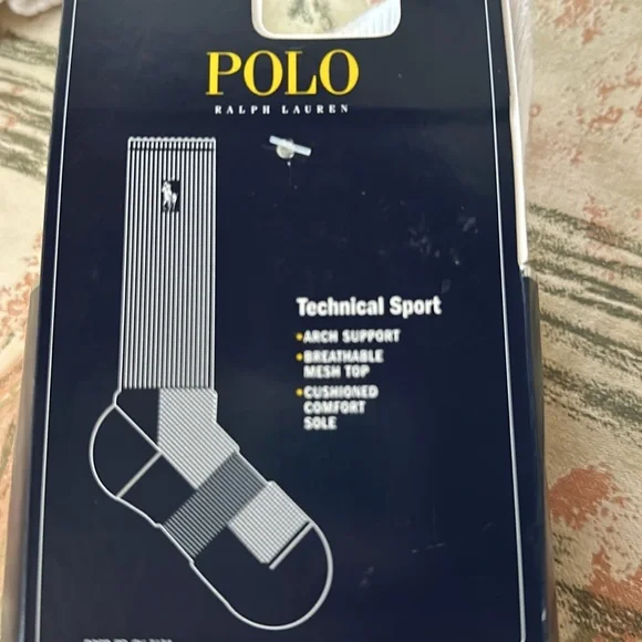 Polo Ralph Lauren crew socks 3 pack white new with tags size large 10-13 tech - Picture 3 of 4